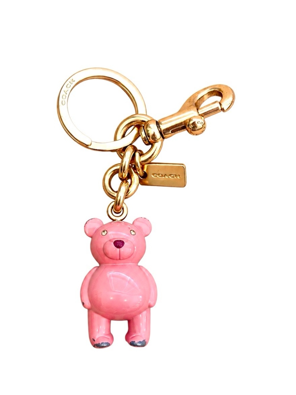 COACH Bear Bag Charm in Gold/Pink (Style No. CP890)